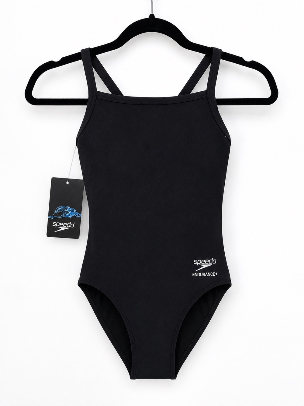 Speedo Endurance+ Youth Flyback One Piece Swimsuit Black Size 12/28 NWT